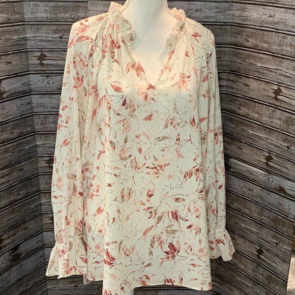 KAARI Blue Long Sleeve Ruffle Tunic NWT - Picture 2 of 6